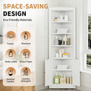 Tall Corner Storage Cabinet With 2 Doors, 5-Tier With Adjustable Shelves, Freestanding - White by Unique Piece Furniture