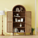 Tall Kitchen Pantry Cabinet With Hollow Carved Doors Adjustable Shelves Versatile Storage Cabinet For Kitchen - Walnut by HouseOfZazla