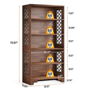 6 Tier Brown Mid Century Bookcase With X Design For Living Room - Brown