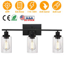 3 Light Wall Sconce Lighting with Clear Glass Shade Bathroom Vanity Lamp Fixture Modern Mounted Light for Porch Mirror Living Room Bedroom Hallway