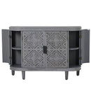 Accent Storage Cabinet Sideboard Wooden Cabinet with Antique Pattern Doors for Hallway, Entryway, Living Room, Bedroom