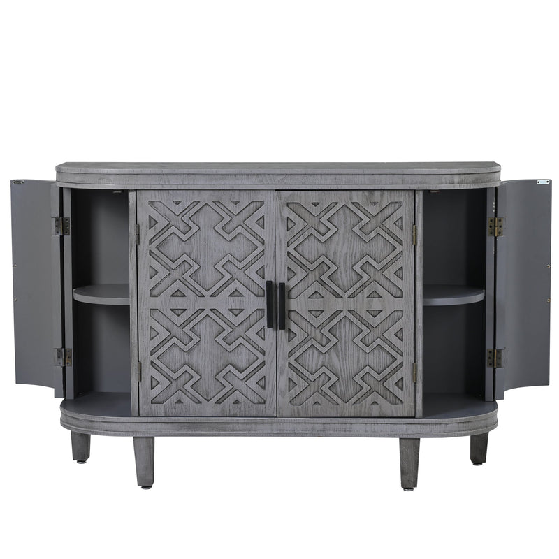 Accent Storage Cabinet Sideboard Wooden Cabinet with Antique Pattern Doors for Hallway, Entryway, Living Room, Bedroom