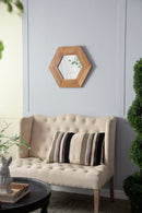 Hexagon Mirror With Natural Wood Frame, Wall Decor For Living Room Bathroom Hallway by HouseOfZazla