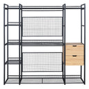 Open Style Wardrobe With Hanging Rails, Shelves And Drawers