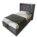 Upholstered Bed, 360 Surround LED Function, Remote Control, Hydraulic Storage Bed With USB, Type-C Charging (Without Mattress) by HouseOfZazla