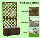 Garden Bed, Wooden Raised Garden Bed Planting Planter Box with Trellis and Drain Holes