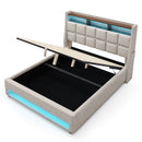 Platform Bed With Hydraulic Storage, LED Lighting & Charging Station by HouseOfZazla