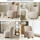 Modern Low Back Accent Chair, Upholstered Armless Living Room Chairs, Round Pine Wood Feet, for Small Living Spaces, Living Room, Bedroom, Balcony, Office, Reading Nook, Khaki