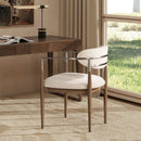 Artemis - Mixed Material Upholstered Dining Arm Chair - Warm White by HouseOfZazla