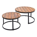 6-Piece Outdoor Sectional Sofa Set with Round Nesting Coffee Tables and Seating Sofa with Cushions for Patio, Porch and Garden (Grey)