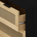 31.50"3-Drawers Rattan Storage Cabinet Rattan Drawer,for Bedroom,Living Room,Dining Room,Hallways,Black