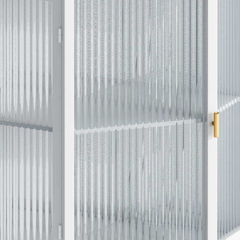 22.25 " Floor Coner Cabinet with Tempered Glass Door & Storage Shelves for Bathroom, Living Room, Bedroom (White)