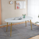 Extendable Oval Dining Table - White Marble by Unique Piece Furniture
