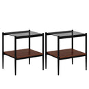 Set of 2 Rectangle End Table Gray Glass