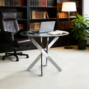 Dining Table With Cross Metal Leg And Tempered Glass, Modern Space Saving Kitchen Table For Living Room by HouseOfZazla