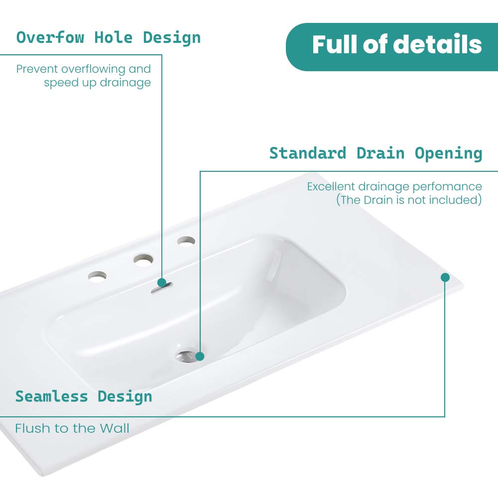 Glossy White Ceramic Integrated Sink, photo 6 of 10