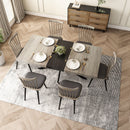 Retro Rectangular Stretch Dining Table With Embossed Center Plate