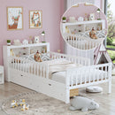 Bed With Headboard Storage Rack, 2 Under Bed Drawers, 3 Side Guardrails For Safety by Unique Piece Furniture