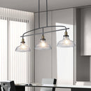 Industrial 3-Light Pendant Chandelier with Clear Glass Shades