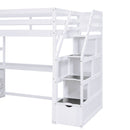 Loft Bed With Desk, Shelves, 2 Drawers, Storage Staircase by HouseOfZazla