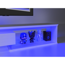 TV Console with Storage Cabinets, Extendable LED TV Stand with Remote Control, Multiple Modes Changing Lights Modern Entertainment Center with Chamfer Edge Shape, White