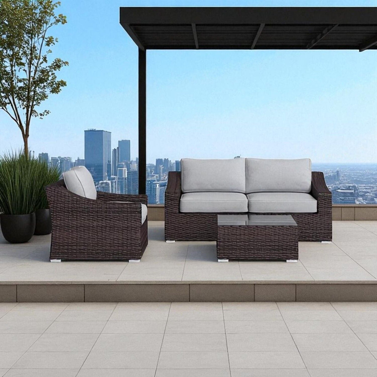 Outdoor Wicker Conversation Set With Cushions, All Weather, photo 27 of 40