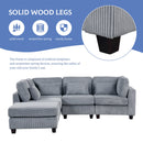 5 Pieces L shaped Sofa with Removable Ottomans and comfortable waist pillows