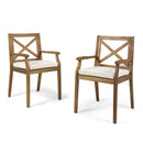 7 Pieces Acacia Wood Outdoor Dining Set with Cream Cushions by HouseOfZazla