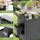 Outdoor Grill Cart With Storage, Rolling Bar Cart With Hooks And Spice Rack Stainless Steel by HouseOfZazla