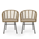 Randy Modern Wicker Chair with Water Resistant Cushions - Brown / Beige by HouseOfZazla