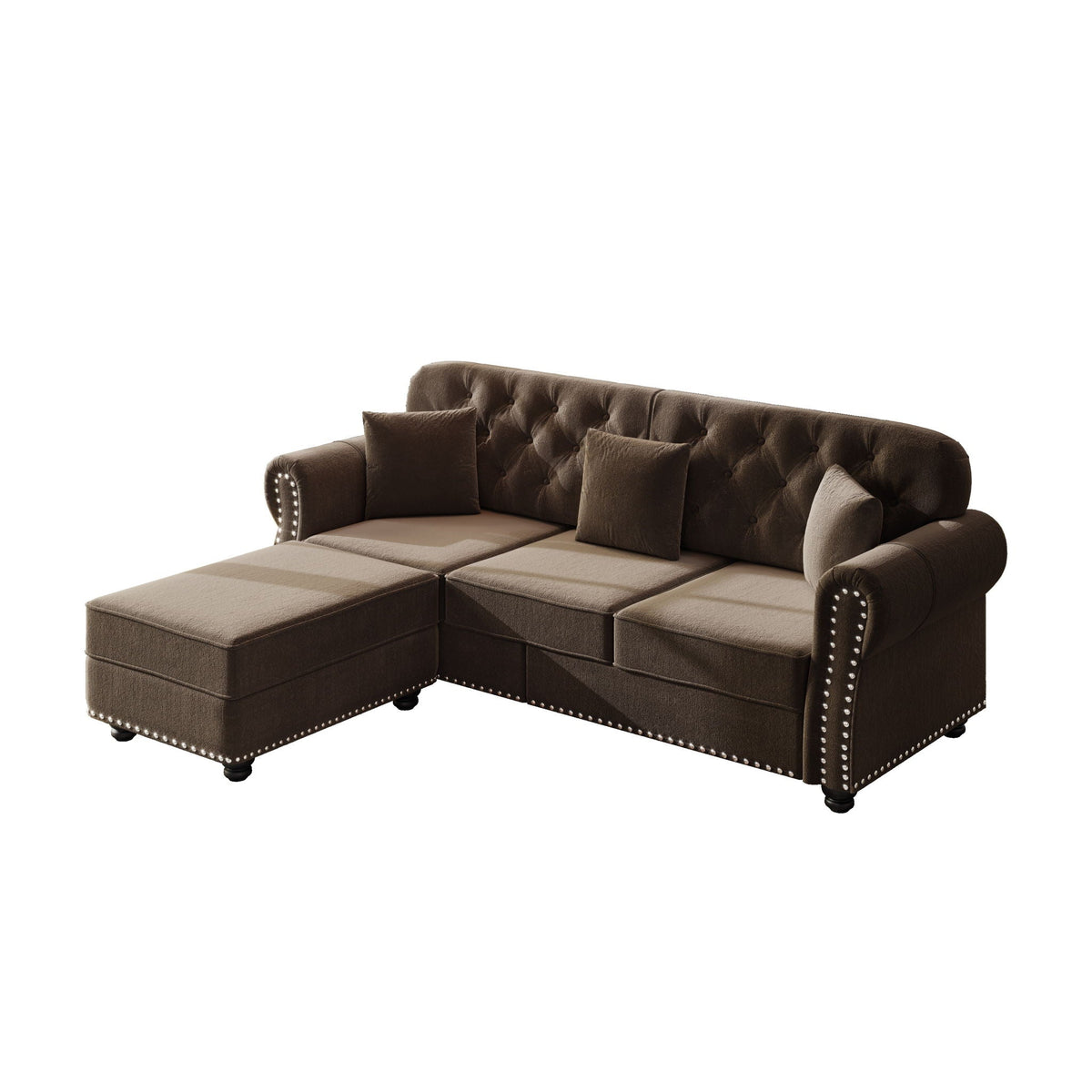 Upholstered 3 Seater Sofa Set With Ottoman, photo 11 of 39