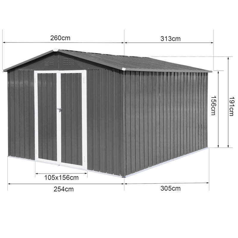 Metal garden sheds 8ftx10ft outdoor storage sheds Grey (Old sku:W1350S00016)