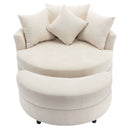 360° Swivel Accent Barrel Chair With Storage Ottoman & 4 Pillows, Modern Leisure Chair Round Accent For Living Room by Unique Piece Furniture