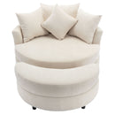 360° Swivel Accent Barrel Chair With Storage Ottoman & 4 Pillows, Modern Leisure Chair Round Accent For Living Room by HouseOfZazla