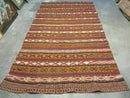 6' X 10' Antique 1930 Turkish Jajim Kilim Handmade Flat Weave Wool Rug Veg Dye
