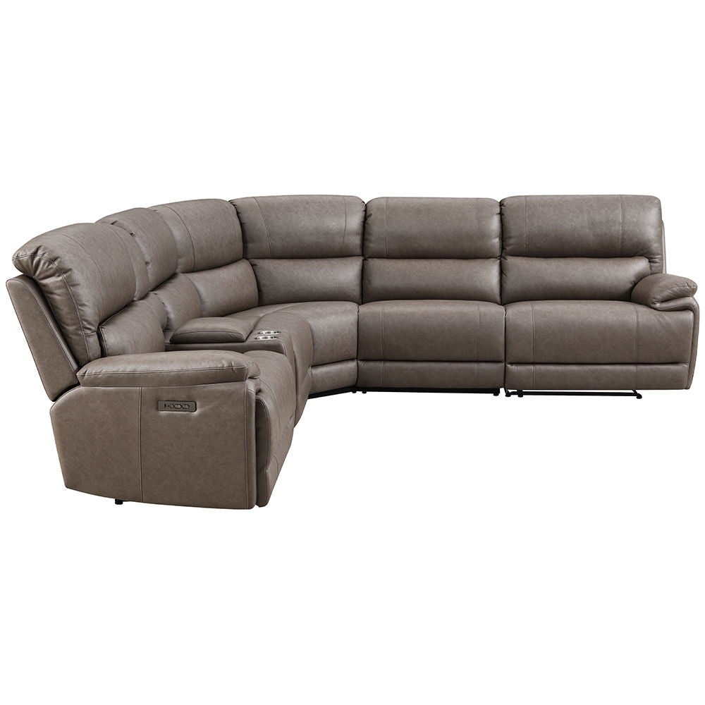 Kantu - Motion Sectional Sofa - Brown Synthetic Leather, photo 4 of 6