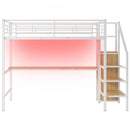 Loft Bed With Desk, Storage Staircase, Small Wardrobe And LED Light by Unique Piece Furniture