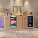 K&K 2-Piece Coffee Bar Cabinet with Fridge Space