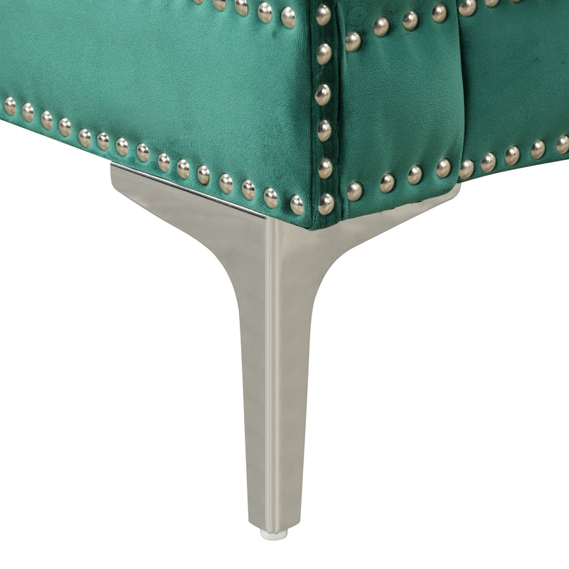 78" Modern Sofa Dutch Plush Upholstered Sofa with Metal Legs, Button Tufted Back Green