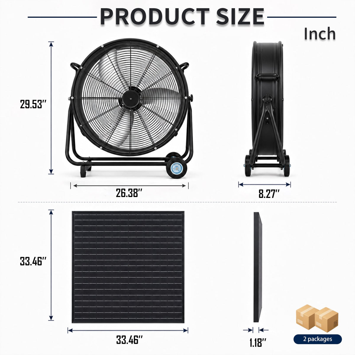 24 Inch Solar Floor-Standing Fan With Adjustable Solar Panel, photo 6 of 9