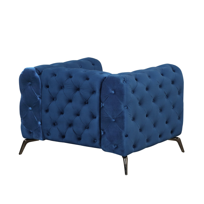 40.5" Velvet Upholstered Accent Sofa, Modern Single Sofa Chair with Button Tufted Back, Modern Single Couch for Living Room, Bedroom, or Small Space, Blue