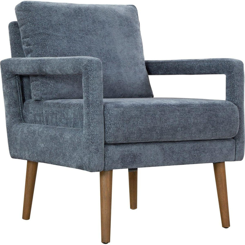 Mid-Century Armchair, Accent Chair with Chenille Armrest & Soft Cushion for Living Room, Bedroom, Home Office, Study, Dark Grayish Blue