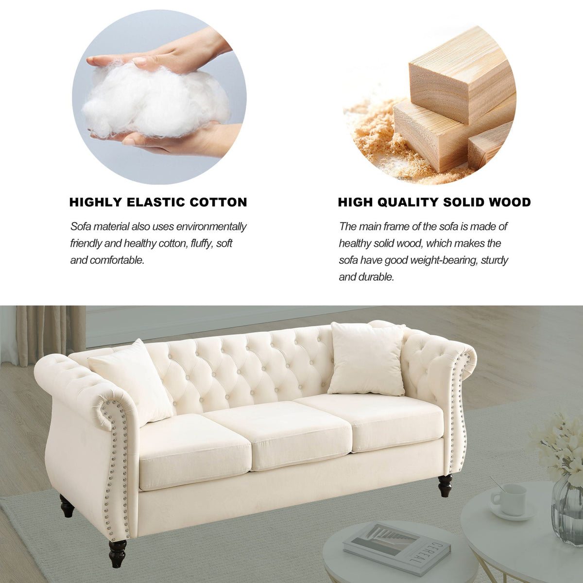 Chesterfield Sofa With Rolled Arms And Nailhead Trim, photo 16 of 40