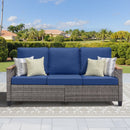 69.7" Wide Outdoor Wicker Patio Sofa