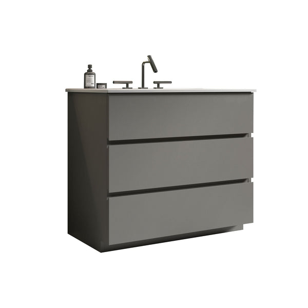 Gray Tia 36" Bathroom Vanity with Engineered Stone Basin, photo 2 of 7