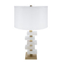 D15x26.7' White and Gold Alabaster Slab Table Lamp