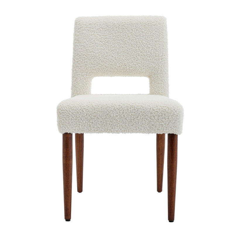 Accent Chairs Set of 2, Boucle Chairs with Solid Woood, Upholstered Dining Chairs for Living Room, Kitchen, Bedroom, Beauty Room,Dining room-Cream