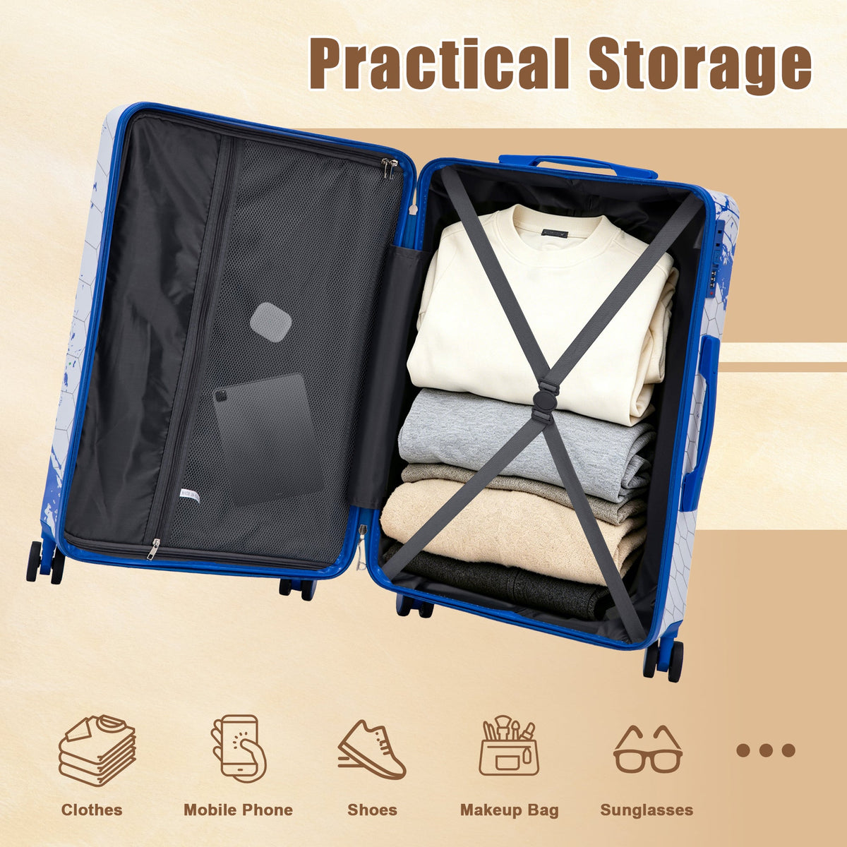 3-Piece PC Spinner Wheel Luggage Set in Blue, photo 9 of 10