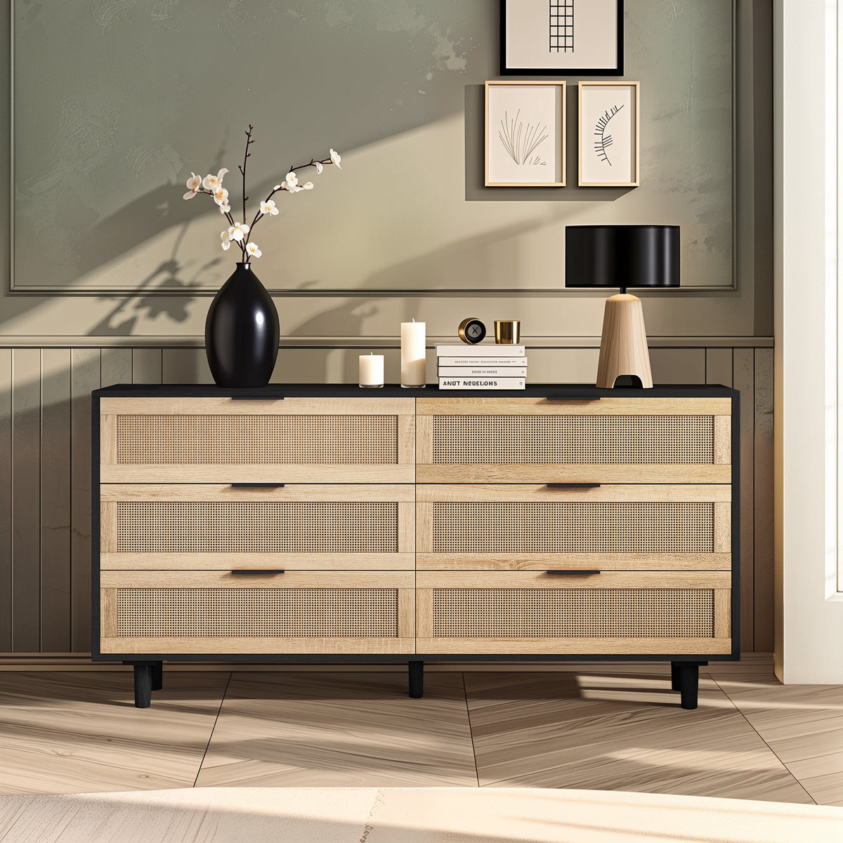59.06" 6-Drawers Rattan Storage Cabinet, photo 2 of 10