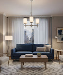 18"W 3-Light LED Chandelier Light Fixture Brushed Nickel Finish with Frosted Opal Glass Shades by LampsUSA